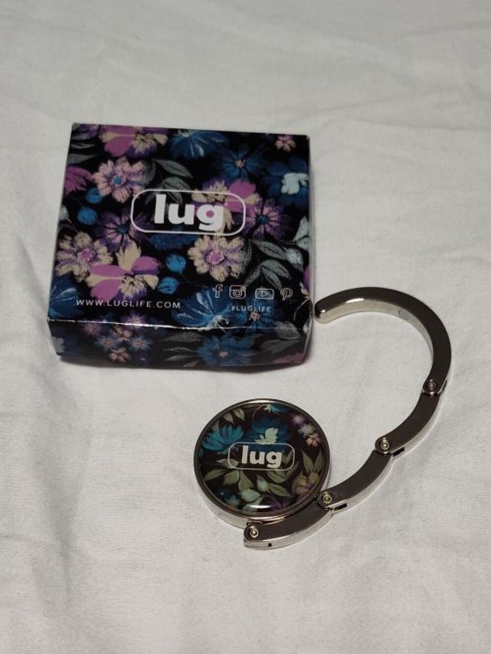 Lug Foldable Purse Hook Bag Hanger – Bloom Black – Rare NIB